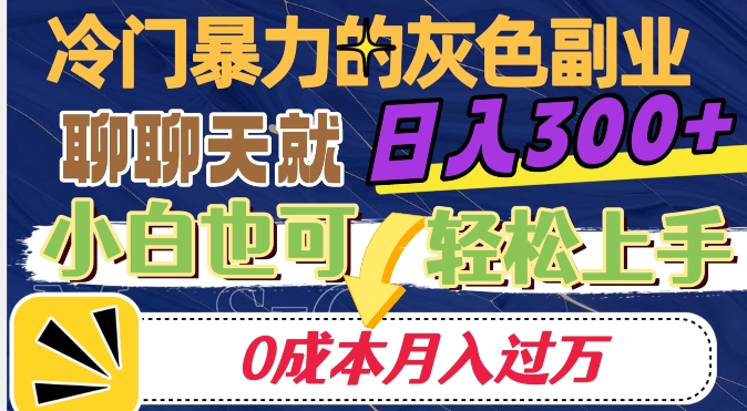 冷门暴利的副业项目，聊聊天就能日入300+，0成本月入过万【揭秘】-源创资源网