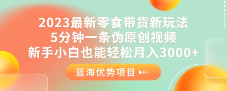 2023最新零食带货新玩法，5分钟一条伪原创视频，新手小白也能轻松月入3000+【揭秘】-源创资源网