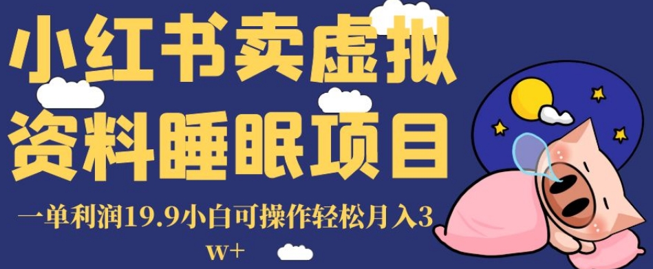 小红书卖虚拟资料睡眠项目，一单利润19.9小白可操作轻松月入3w+【揭秘】-源创资源网
