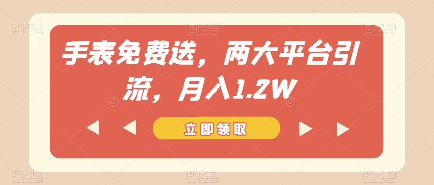 手表免费送，两大平台引流，月入1.2W【揭秘】-源创资源网