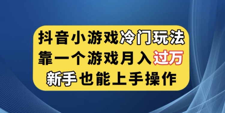 抖音小游戏冷门玩法，靠一个游戏月入过万，新手也能轻松上手【揭秘】-源创资源网
