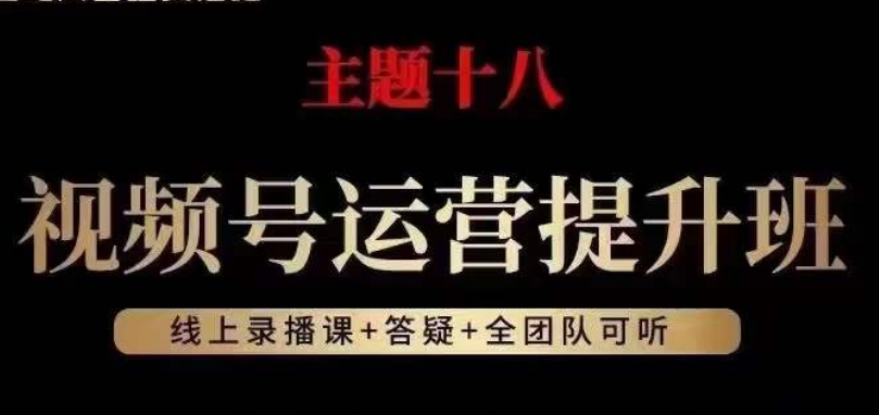 视频号运营提升班，从底层逻辑讲，2023年最佳流量红利！-源创资源网
