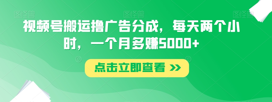 视频号搬运撸广告分成，每天两个小时，一个月多赚5000+-源创资源网