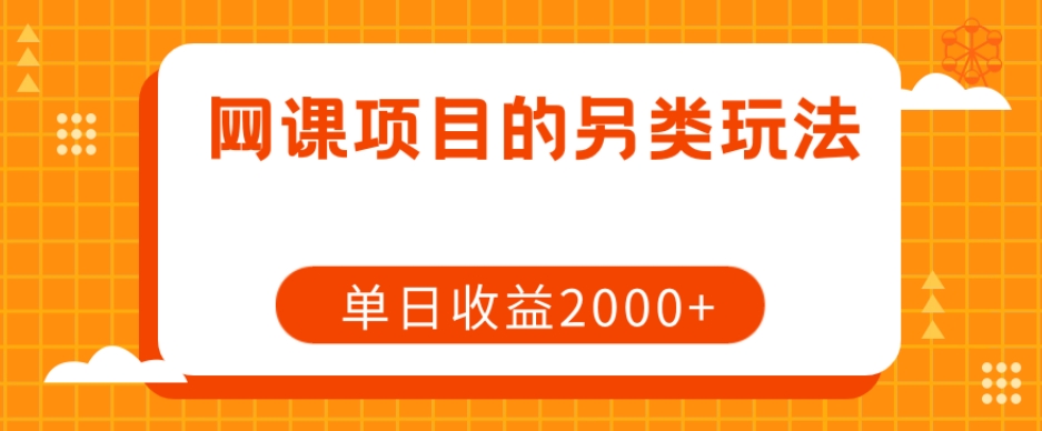 网课项目的另类玩法，单日收益2000+【揭秘】-源创资源网