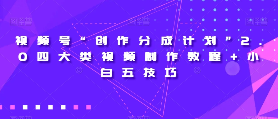 视频号“创作分成计划”2.0四大类视频制作教程+小白五技巧【揭秘】-源创资源网