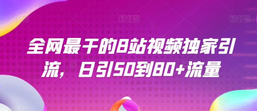 全网最干的B站视频独家引流，日引50到80+流量【揭秘】-源创资源网