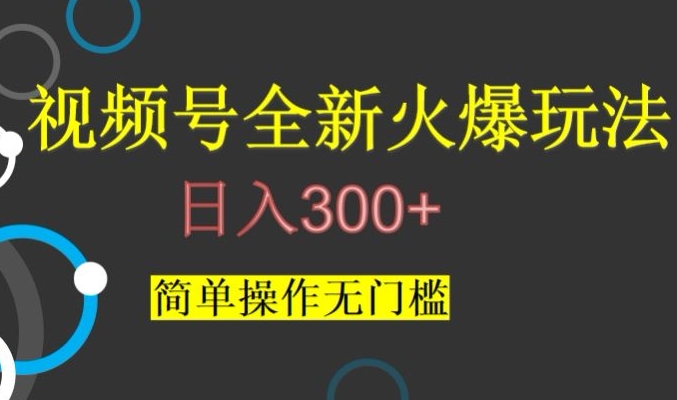 视频号最新爆火玩法，日入300+，简单操作无门槛【揭秘】-源创资源网