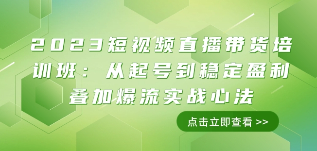 2023短视频直播带货培训班：从起号到稳定盈利叠加爆流实战心法（11节课）-源创资源网