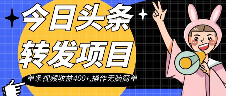 今日头条转发项目，单条视频收益400+,操作无脑简单【揭秘】-源创资源网