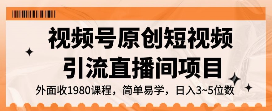 视频号原创短视频引流直播间项目，日入3~5五位数【揭秘】-源创资源网