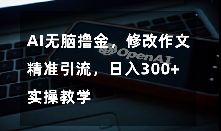 AI无脑撸金，修改作文精准引流，日入300+，实操教学【揭秘】-源创资源网