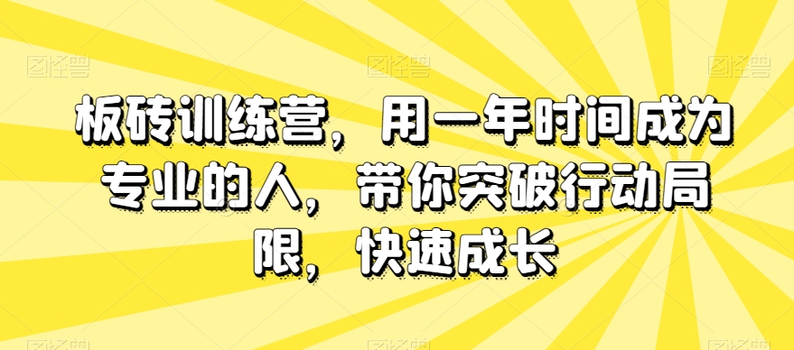板砖训练营，用一年时间成为专业的人，带你突破行动局限，快速成长-源创资源网