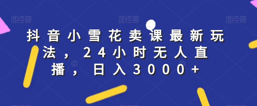 抖音小雪花卖课最新玩法，24小时无人直播，日入3000+【揭秘】-源创资源网
