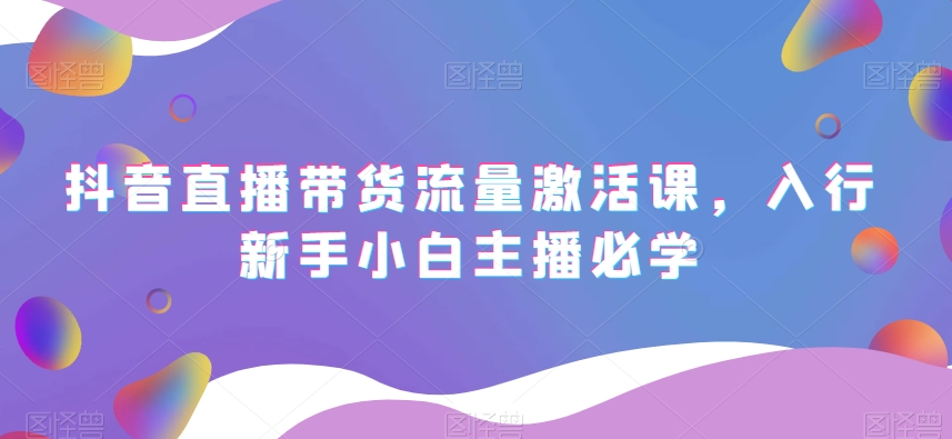 抖音直播带货流量激活课，入行新手小白主播必学-源创资源网