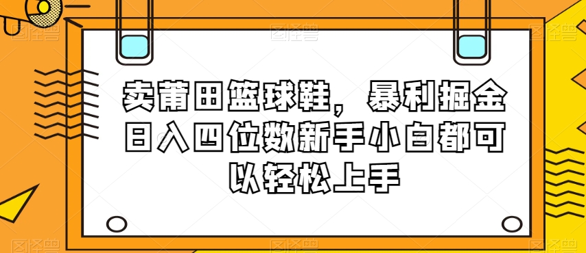 卖莆田篮球鞋，暴利掘金日入四位数新手小白都可以轻松上手【揭秘】-源创资源网