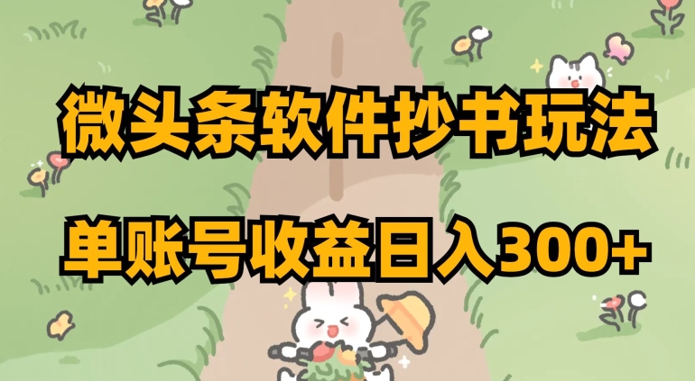 微头条软件抄书玩法，单账号收益日入300+【揭秘】-源创资源网