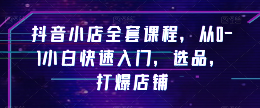 抖音小店全套课程，从0-1小白快速入门，选品，打爆店铺-源创资源网