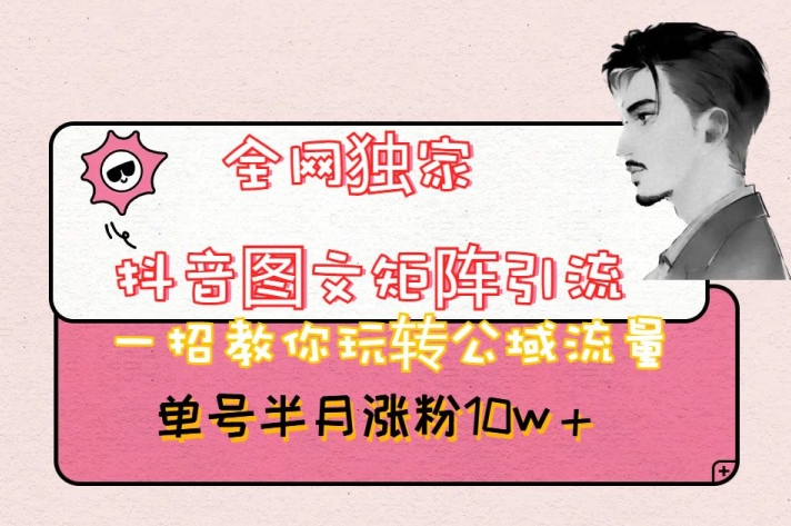 全网独家抖音图文矩阵引流，一招教你玩转公域流量，单号半月涨粉10w+【揭秘】-源创资源网