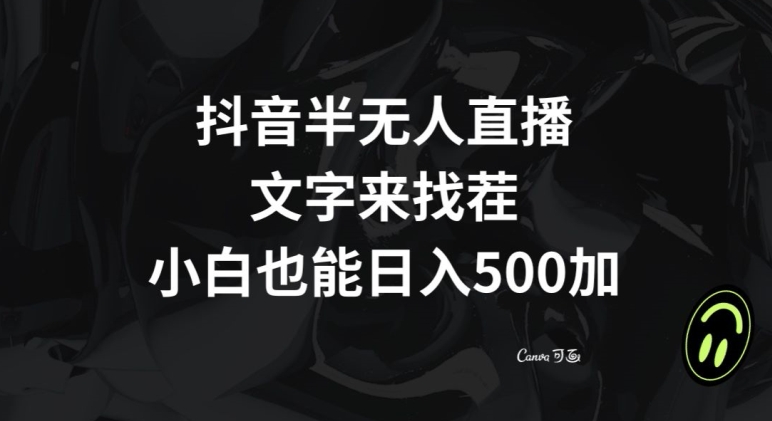 抖音半无人直播，文字来找茬小游戏，每天收益500+【揭秘】-源创资源网