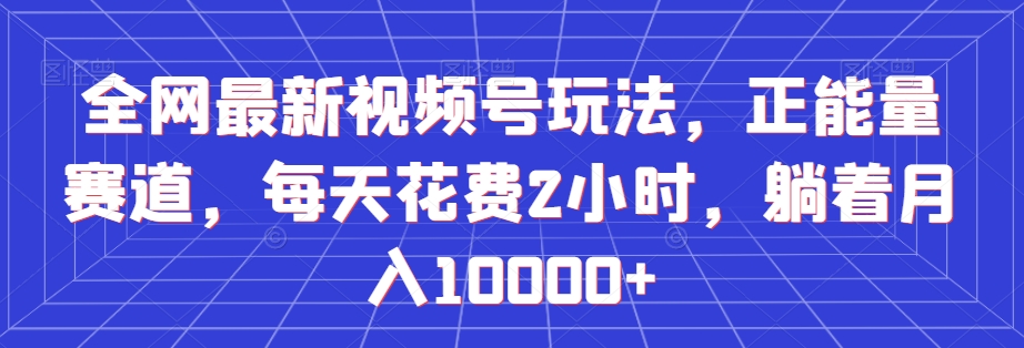 全网最新视频号玩法，正能量赛道，每天花费2小时，躺着月入10000+【揭秘】-源创资源网