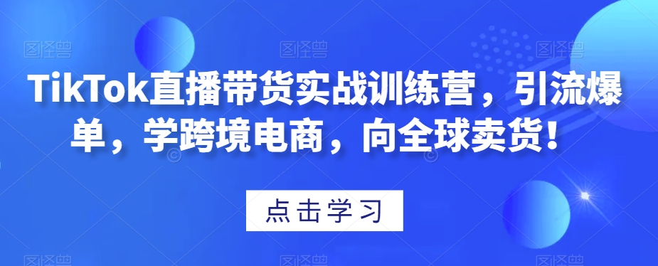 TikTok直播带货实战训练营，引流爆单，学跨境电商，向全球卖货！-源创资源网