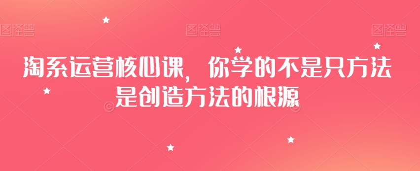 淘系运营核心课，你学的不是只方法是创造方法的根源-源创资源网