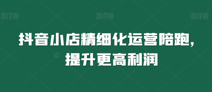 抖音小店精细化运营陪跑，提升更高利润-源创资源网