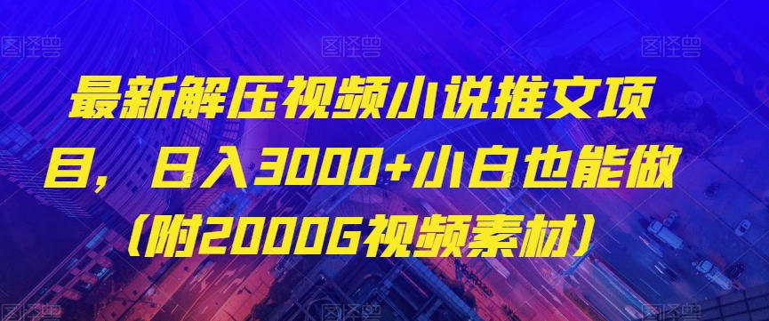 最新解压视频小说推文项目，日入3000+小白也能做（附2000G视频素材）【揭秘】-源创资源网