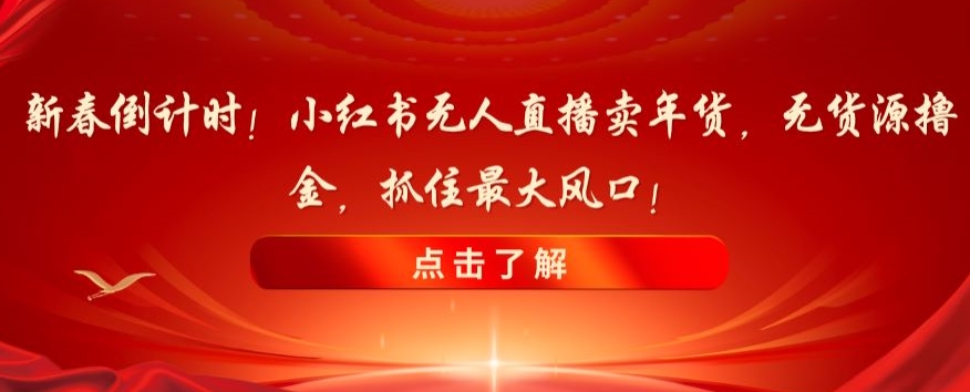 新春倒计时！小红书无人直播卖年货，无货源撸金，抓住最大风口【揭秘】-源创资源网