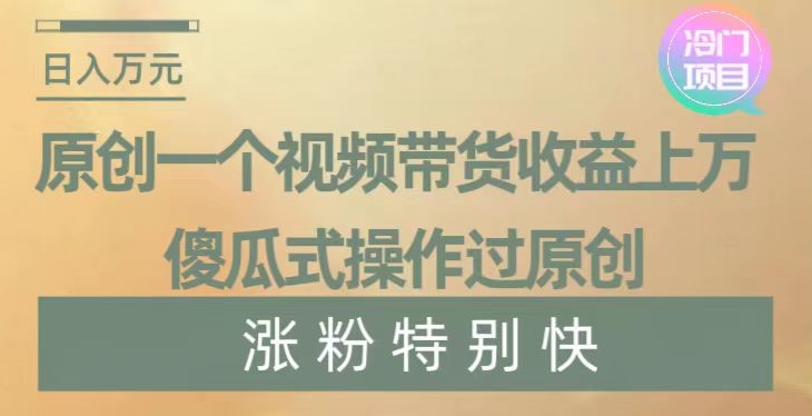 原创一个视频带货收益上万，傻瓜式操作过原创，几分钟做一个视频涨粉特别快【揭秘】-源创资源网