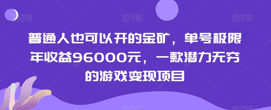 普通人也可以开的金矿，单号极限年收益96000元，一款潜力无穷的游戏变现项目【揭秘】-源创资源网