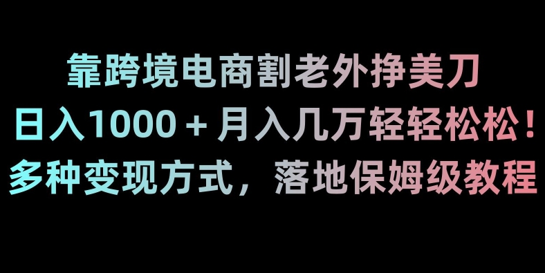 靠跨境电商割老外挣美刀，日入1000＋月入几万轻轻松松！多种变现方式，落地保姆级教程【揭秘】-源创资源网