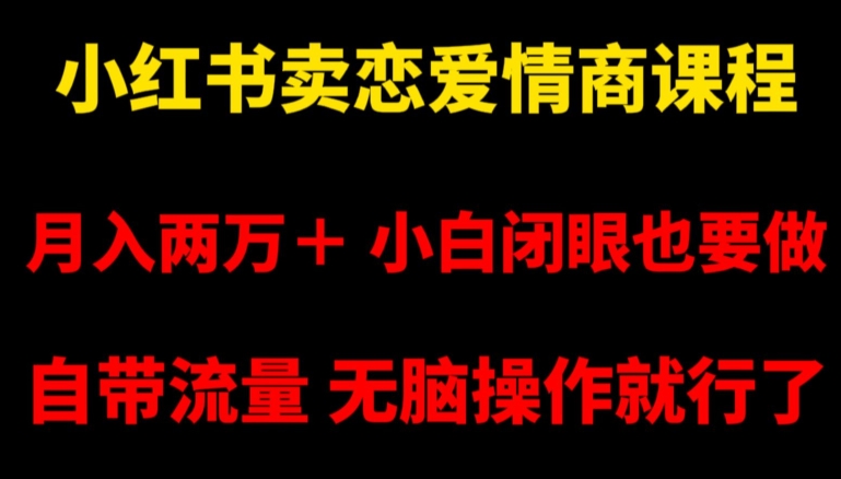 小红书卖恋爱情商课程，月入两万＋，小白闭眼也要做，自带流量，无脑操作就行了【揭秘】-源创资源网