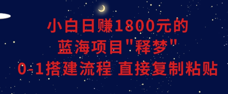 小白能日赚1800元的蓝海项目”释梦”0-1搭建流程可直接复制粘贴长期做【揭秘】-源创资源网