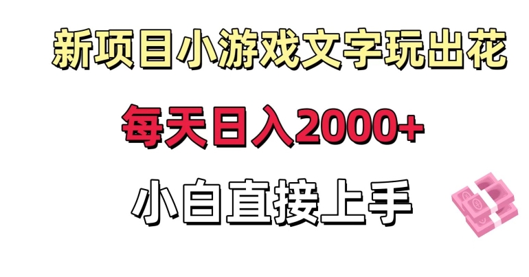新项目小游戏文字玩出花日入2000+，每天只需一小时，小白直接上手【揭秘】-源创资源网