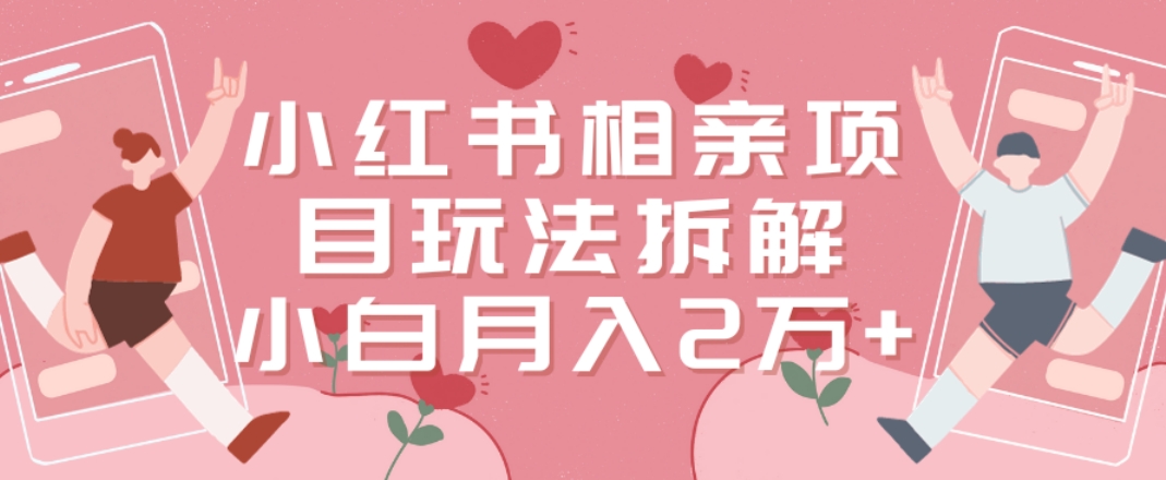 小红书相亲项目玩法拆解，有人通过这个副业项目做到了月收入2万多【揭秘】-源创资源网