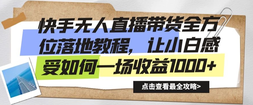 快手无人直播带货全方位落地教程，让小白感受如何一场收益1000+【揭秘】-源创资源网