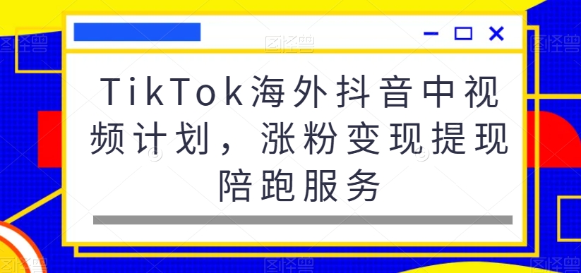 TikTok海外抖音中视频计划，涨粉变现提现陪跑服务-源创资源网