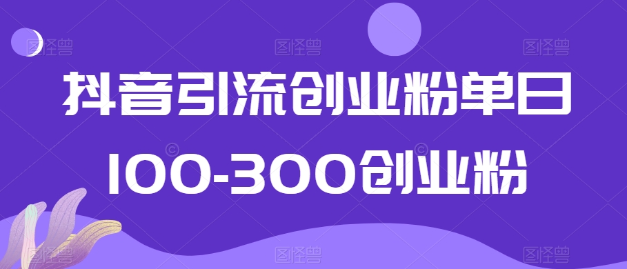 抖音引流创业粉单日100-300创业粉【揭秘】-源创资源网