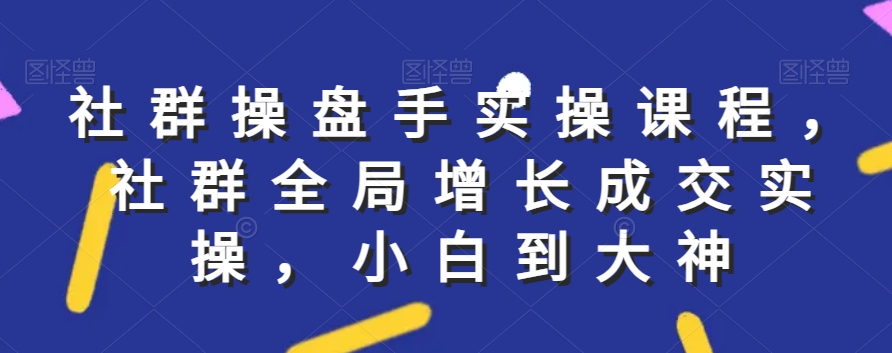 社群实操课程，社群全局增长成交实操，小白到大神-源创资源网