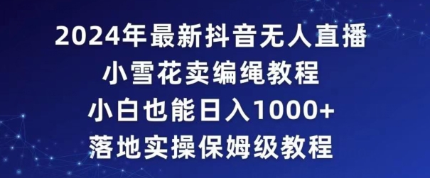 2024年抖音最新无人直播小雪花卖编绳项目，小白也能日入1000+落地实操保姆级教程【揭秘】-源创资源网