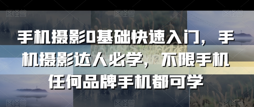 手机摄影0基础快速入门，手机摄影达人必学，不限手机任何品牌手机都可学-源创资源网