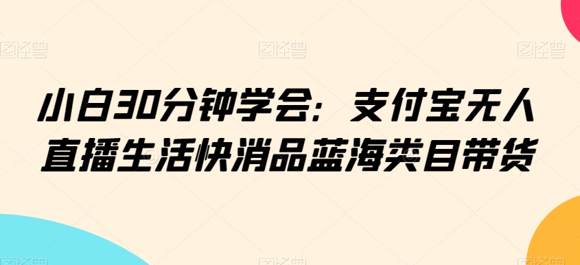 小白30分钟学会：支付宝无人直播生活快消品蓝海类目带货【揭秘】-源创资源网