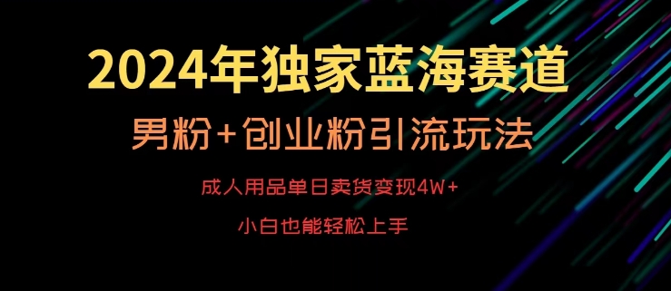 2024年独家蓝海赛道，成人用品单日卖货变现4W+，男粉+创业粉引流玩法，不愁搞不到流量【揭秘】-源创资源网