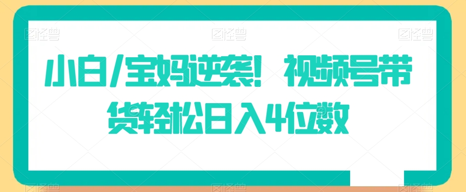 小白/宝妈逆袭！视频号带货轻松日入4位数【揭秘】-源创资源网