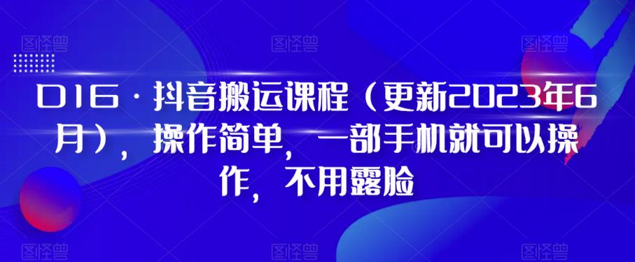 D1G·抖音搬运课程（更新2024年01月），操作简单，一部手机就可以操作，不用露脸-源创资源网