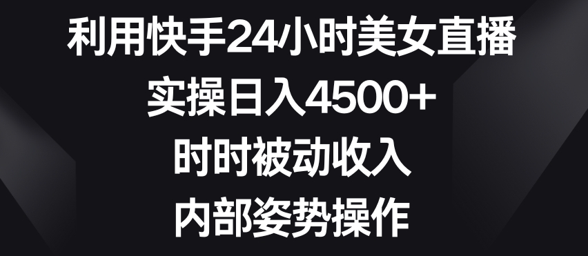利用快手24小时美女直播，实操日入4500+，时时被动收入，内部姿势操作【揭秘】-源创资源网