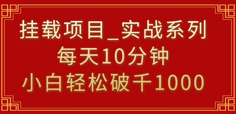 挂载项目，小白轻松破1000，每天10分钟，实战系列保姆级教程【揭秘】-源创资源网