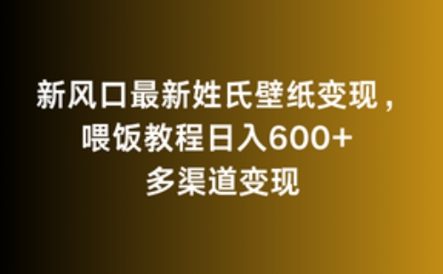 新风口最新姓氏壁纸变现，喂饭教程日入600+【揭秘】-源创资源网