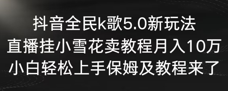 抖音全民k歌5.0新玩法，直播挂小雪花卖教程月入10万，小白轻松上手，保姆及教程来了【揭秘】-源创资源网